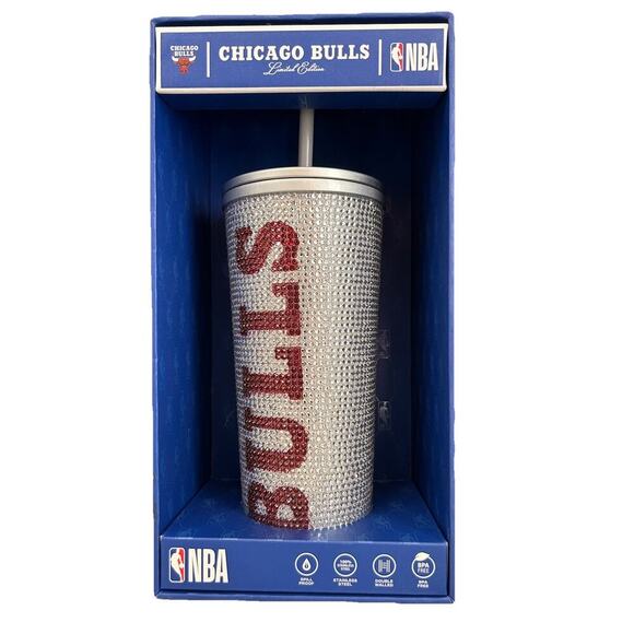NEW Chicago Bulls Limited Edition NBA Bling Hydrapeak Tumbler 25 oz Rhinestones - Picture 6 of 16